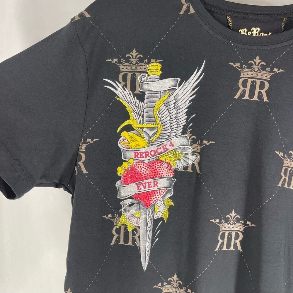 ReRock Black Graphic T-Shirt Women Size XL - Picture 2 of 6